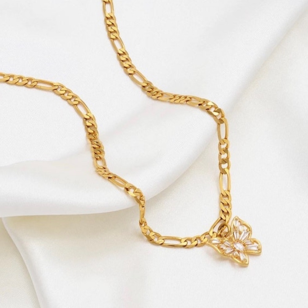 butterfly  anklet , anklet gold anklet , women 18k gold plated anklet , - Picture 3 of 4